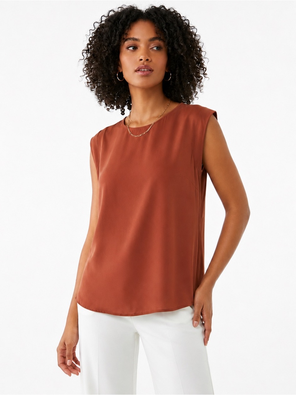 Forever 21 Sleeveless Top M Rust Brown Basic Soft Stretch Casual